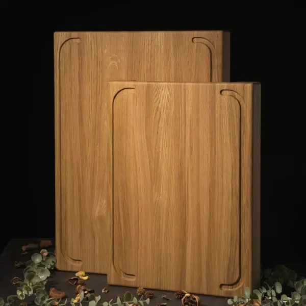 Premium cutting board with juice groove oak small