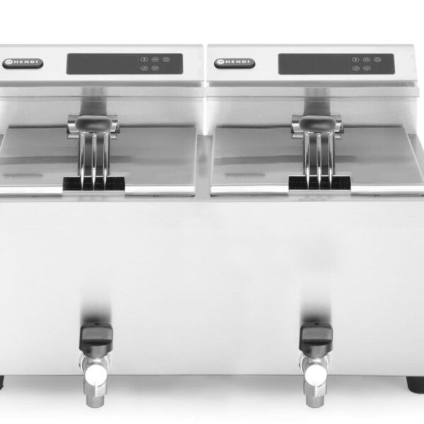 Friteuse Profi Line digital- mit Ablasshahn 2 x 8 l, HENDI, Profi Line, 16L, 230V/7000W, 605x515x(H)350mm