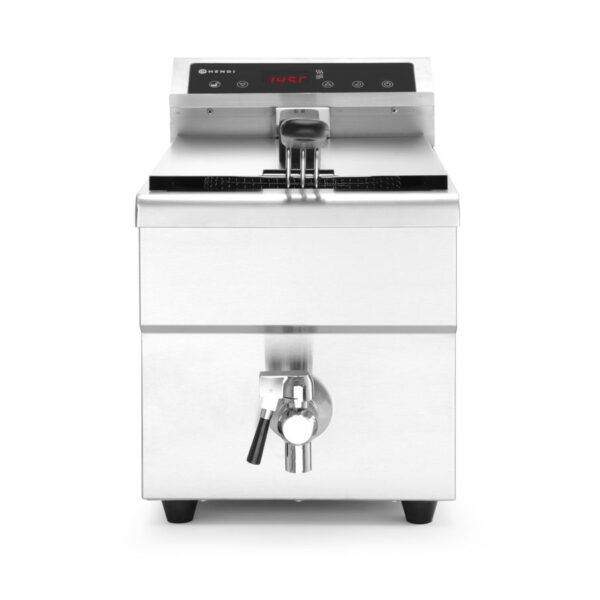 Induktionsfritteuse mit Ablasshahn - 8 l, HENDI, 8L, Hellgrau, 230V/3500W, 288x619x(H)408mm