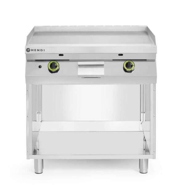 Gasgrillplatte, glatt, mit auf 3 Seiten geschlossenem Unterschrank, HENDI, Kitchen Line, 10kW, 800x700x(H)900mm