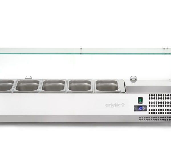 Aufsatz-Kühlvitrine Gastronorm 1/4, Arktic, 5x GN 1/4, GN 1/4, 22,5L, 230V/180W, 335x1205x(H)460mm