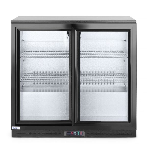 Kühlschrank hinten mit doppelten Schiebetüren, Arktic, 158L, Schwarz, 230V/160W, 520x900x(H)870mm