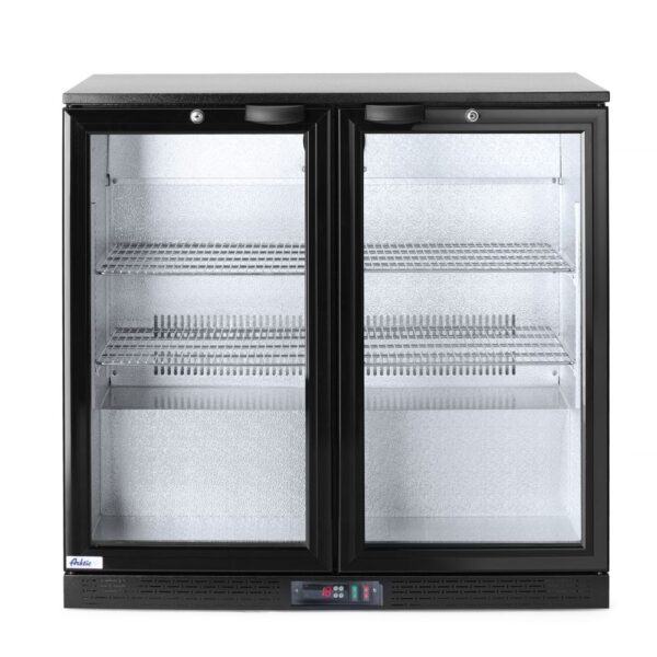 Kühlschrank mit doppelter Tür auf der Rückseite, Arktic, 158L, Schwarz, 230V/160W, 900x530x(H)865mm