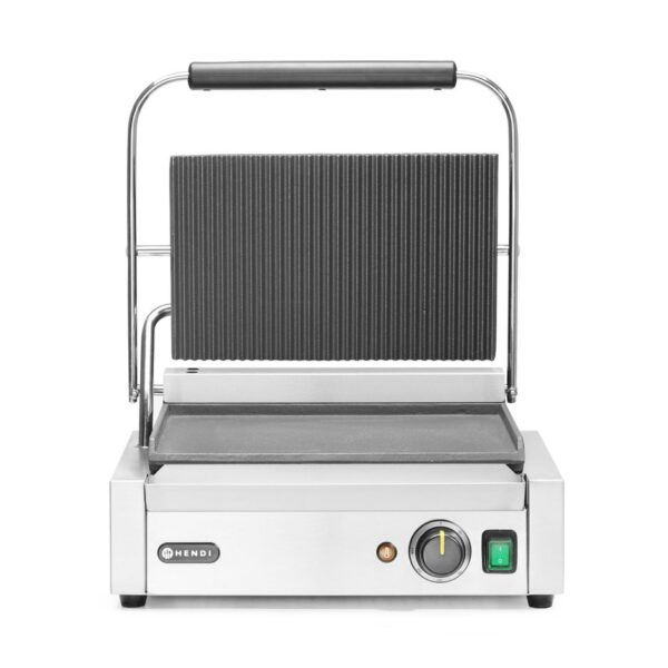 Kontaktgrill - Panini, HENDI, oben gerillt, unten glatt, 230V/2200W, 430x375x(H)216mm