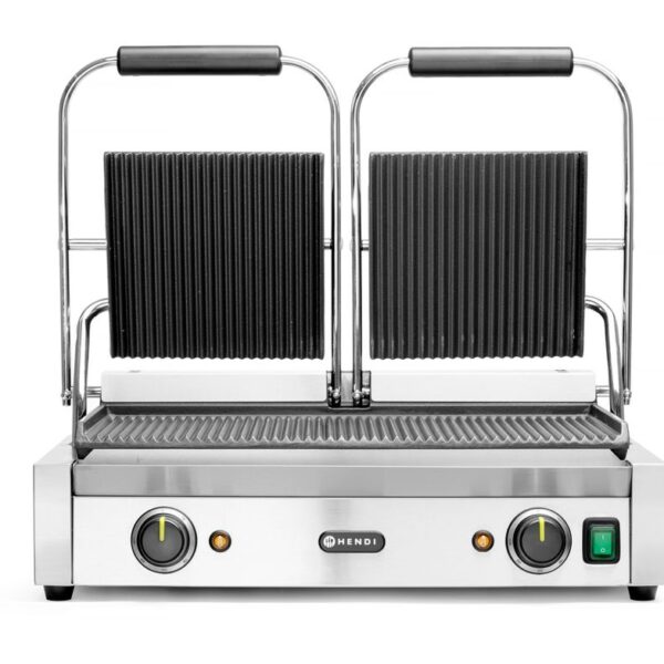 Kontaktgrill, Doppelversion, HENDI, oben und unten gerillt, 230V/3600W, 570x375x(H)216mm