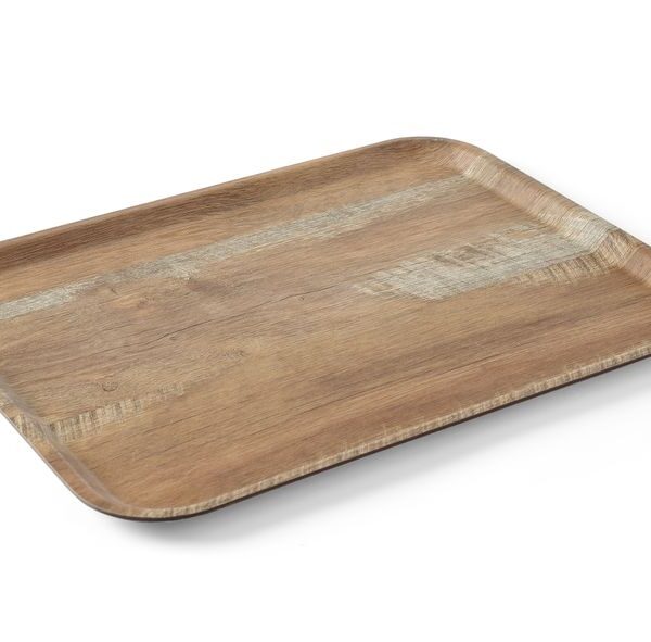 Serviertablett aus Melamin mit Holzoptik , AmerBox, Holz, 370x530mm