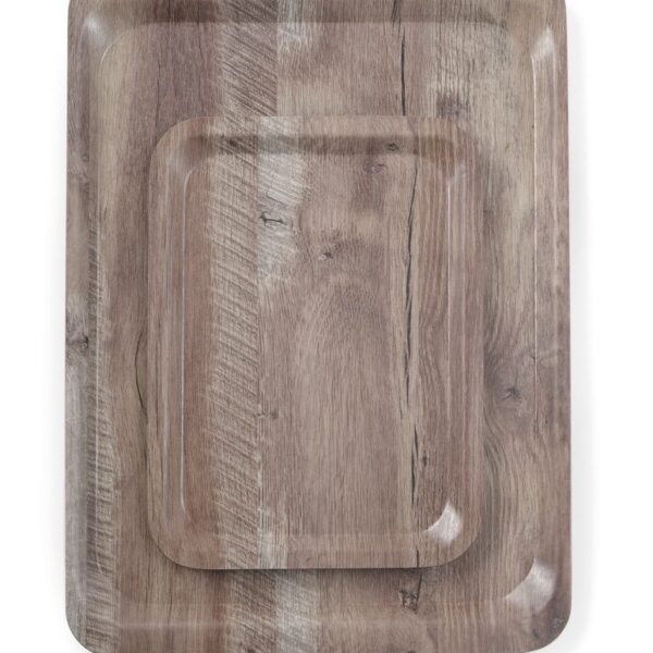 Serviertablett aus Melamin mit Holzoptik , AmerBox, Holz dunkel, 370x530mm