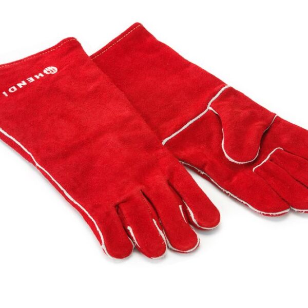 Hitzebeständige Handschuhe, Leder, HENDI, Rot, 2 Stk., (L)410mm