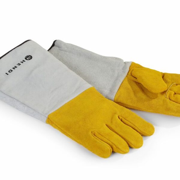 Leder-Grillhandschuhe hitzebeständig – 2 Stück, HENDI, 2 Stk., (L)460mm