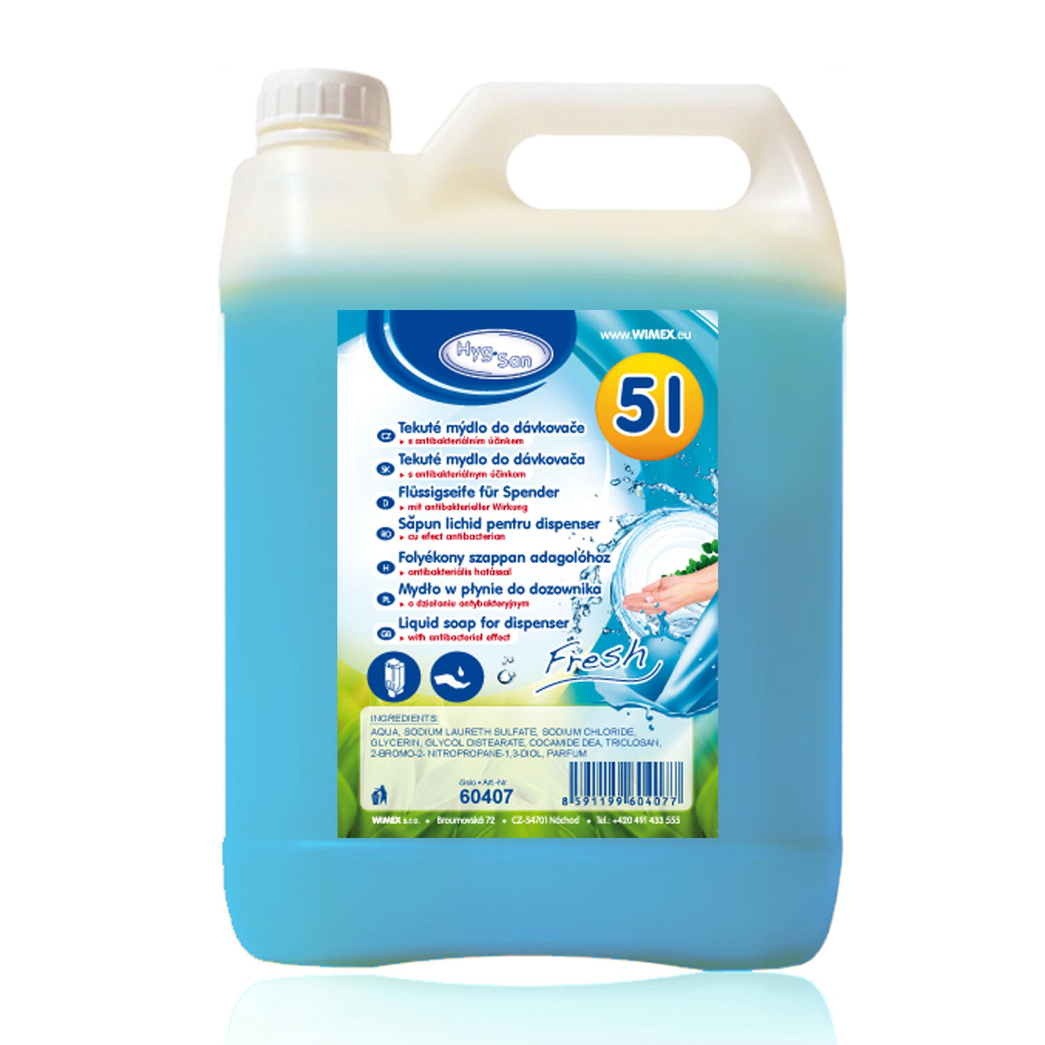 60407 Flüssigseife für Spender, mit antibakterieller Wirkung, 5 Liter – Bild 1