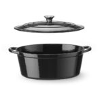 Emaillierter Gusseisentopf, HENDI, 6,88L, Schwarz, 405x255x(H)134mm, Oval – Bild 2