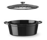 Emaillierter Gusseisentopf, HENDI, 6,88L, Schwarz, 405x255x(H)134mm, Oval – Bild 3
