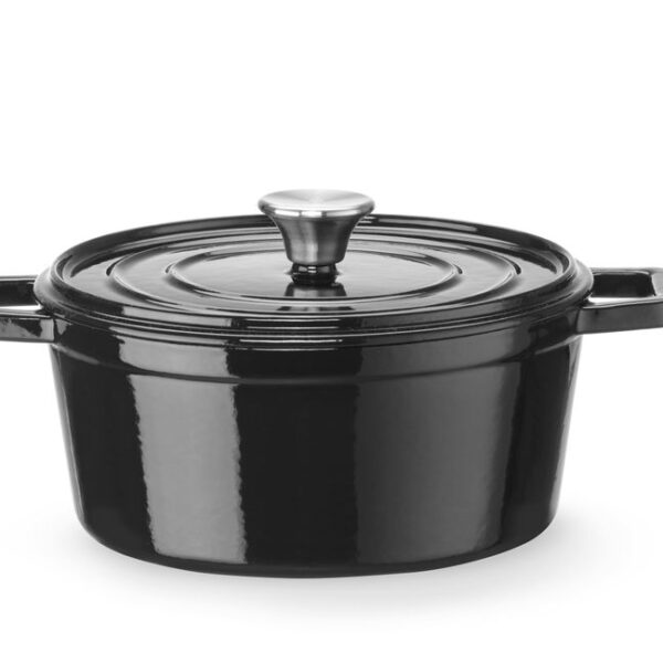 Emaillierter Gusseisentopf, HENDI, 3,7L, Schwarz, 317x240x(H)105mm, Rund