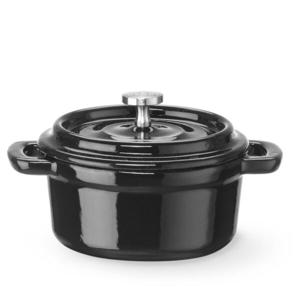 Emaillierter Gusseisentopf, HENDI, 0,27L, Schwarz, 130x100x(H)48mm, Rund