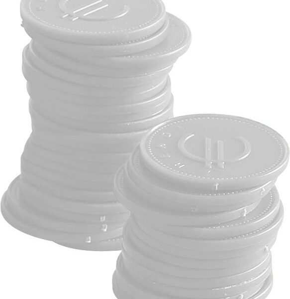 Pfandmünzen - 100 Stk., BarUp, Weiß, 100 Stk., ⌀25mm