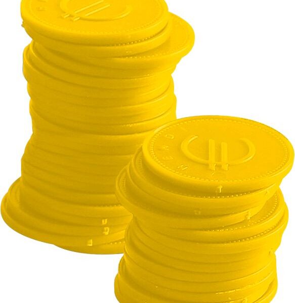Pfandmünzen - 100 Stk., BarUp, Gelb, 100 Stk., ⌀25mm