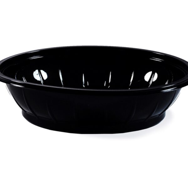 Salatschalen rund O 23 x 5,1 cm schwarz 1000 ml (PET), 50 Stk.