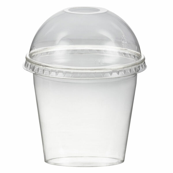 Smoothiebecher + Domdeckel mit Öffnung 250 ml, O 95mm, PET, glasklar, 50 Stk.