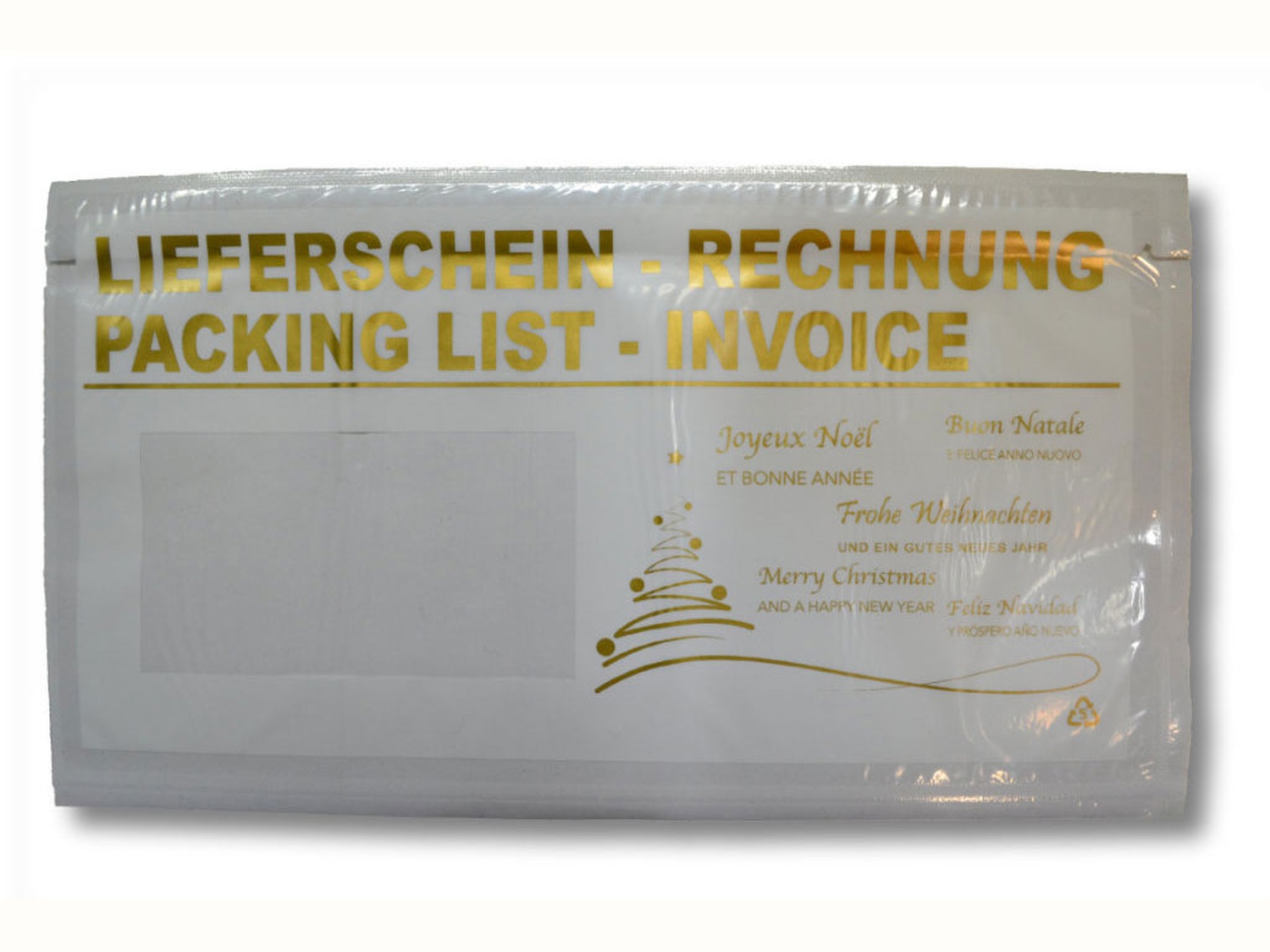 78910026 Dokumententaschen Begleitscheintaschen *Lieferschein/Rechnung* "Weihnachten" DIN Lang, 1000 Stk. – Bild 1