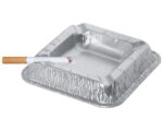 Alu Aschenbecher aus kräftigem Aluminium, eckig, 12,6 x 12,6 x 2,2 cm, 100 Stk. – Bild 2