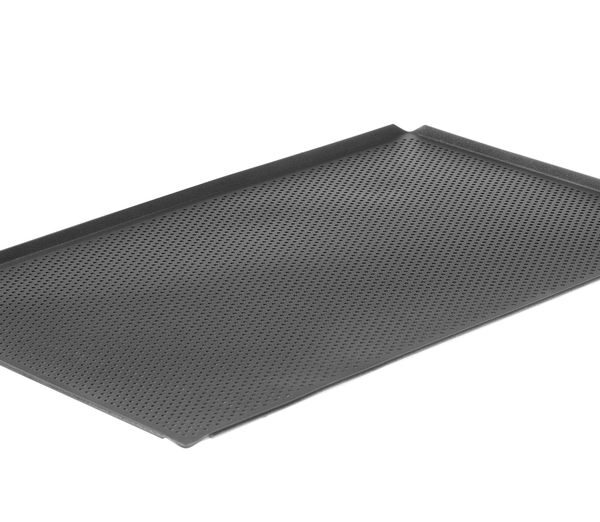 Blech, perforiert, antihaftbeschichtet, 4 Ränder, HENDI, Schwarz, 600x400x(H)10mm, Rechteckig