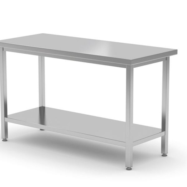 Mitteltisch mit Ablage – verschraubt, Tiefe 600 mm, HENDI, Profi Line, 1400x600x(H)850mm