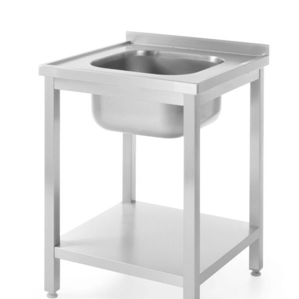 Waschtisch mit Ablage – verschraubt, Tiefe 600 mm, HENDI, Profi Line, Zentriert, 600x600x(H)850mm
