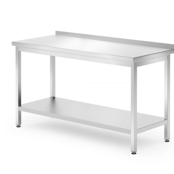 Wandtisch mit Ablage – verschraubt, Tiefe 700 mm, HENDI, Profi Line, 1400x700x(H)850mm