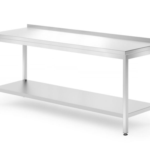 Wandtisch mit Ablage – verschraubt, Tiefe 700 mm, HENDI, Profi Line, 1800x700x(H)850mm