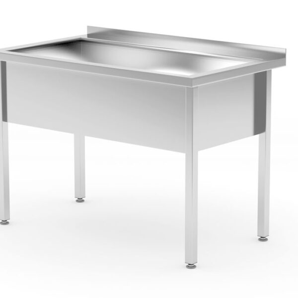 Tisch mit Einzelwaschwanne – verschweißt, Tiefe 700 mm, Kammerhöhe 300 mm