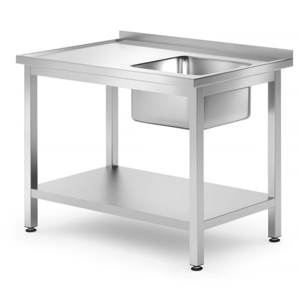 Waschtisch mit Ablage – verschraubt, Tiefe 700 mm, HENDI, Profi Line, Richtig, 1000x700x(H)850mm