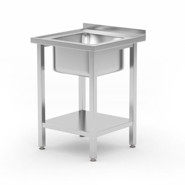 Spültisch mit Ablage, verschraubt, HENDI, Kitchen Line, Waschbecken in der Mitte, 600x600x(H)850mm