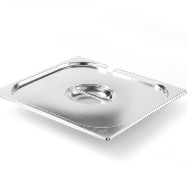 Deckel für GN-Behälter mit Löffelaussparung, HENDI, Profi Line PLUS, GN 1/4, Silber, 265x162mm