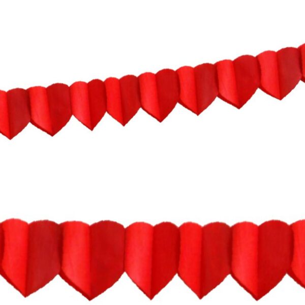 Papier-Girlande HERZEN rot 4 m x 18 cm