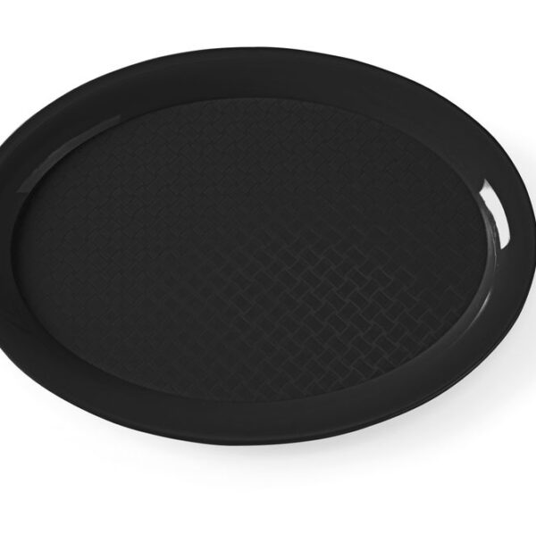 Fast-Food-Tablett aus Polypropylen, oval, HENDI, Schwarz, 265x195x(H)15mm