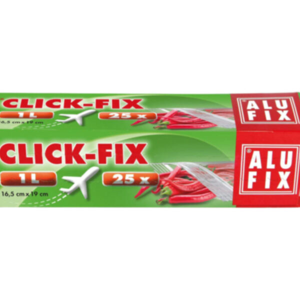 Click-Fix 1 Liter Flugbeutel Haushaltsbeutel 16,5 x 19 cm mit Doppel-Druckverschluss 25 Stk.