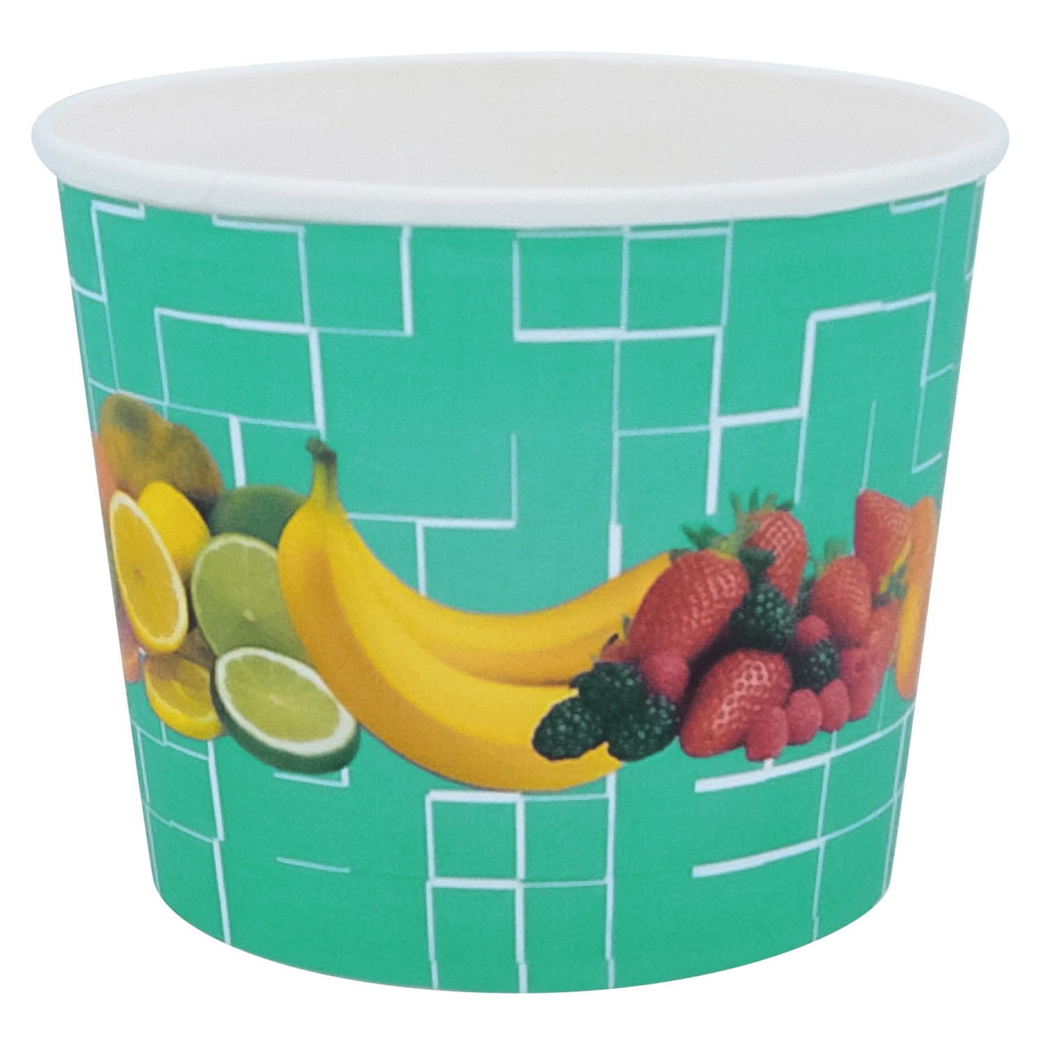 B450 Eisbecher, Pappe rund 500 ml O 105mm, Höhe 84mm, "Fruchtreigen", 45 Stk. – Bild 1
