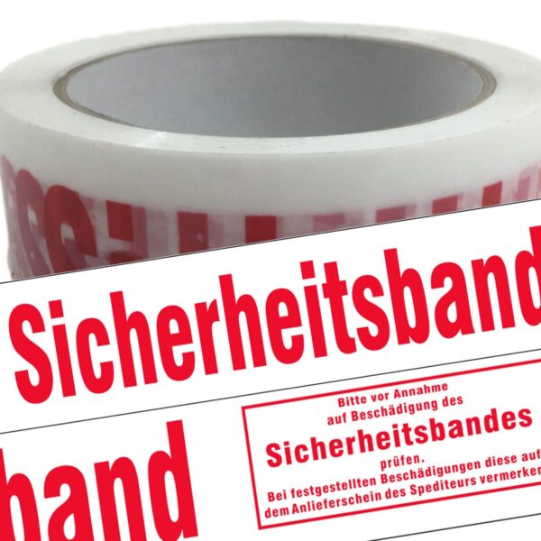Packband Klebeband 50mmx66m low noise weiß-transparent mit Aufdruck SICHERHEITSBAND