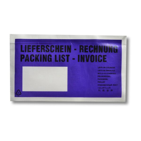 Dokumententaschen Begleitscheintaschen *Lieferschein/Rechnung*, DIN Lang, 1000 Stk.