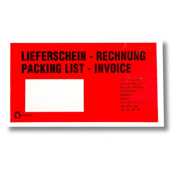 Dokumententaschen aus Pergamin Papier Lieferschein/Rechnung DIN-Lang, 1000 Stk.