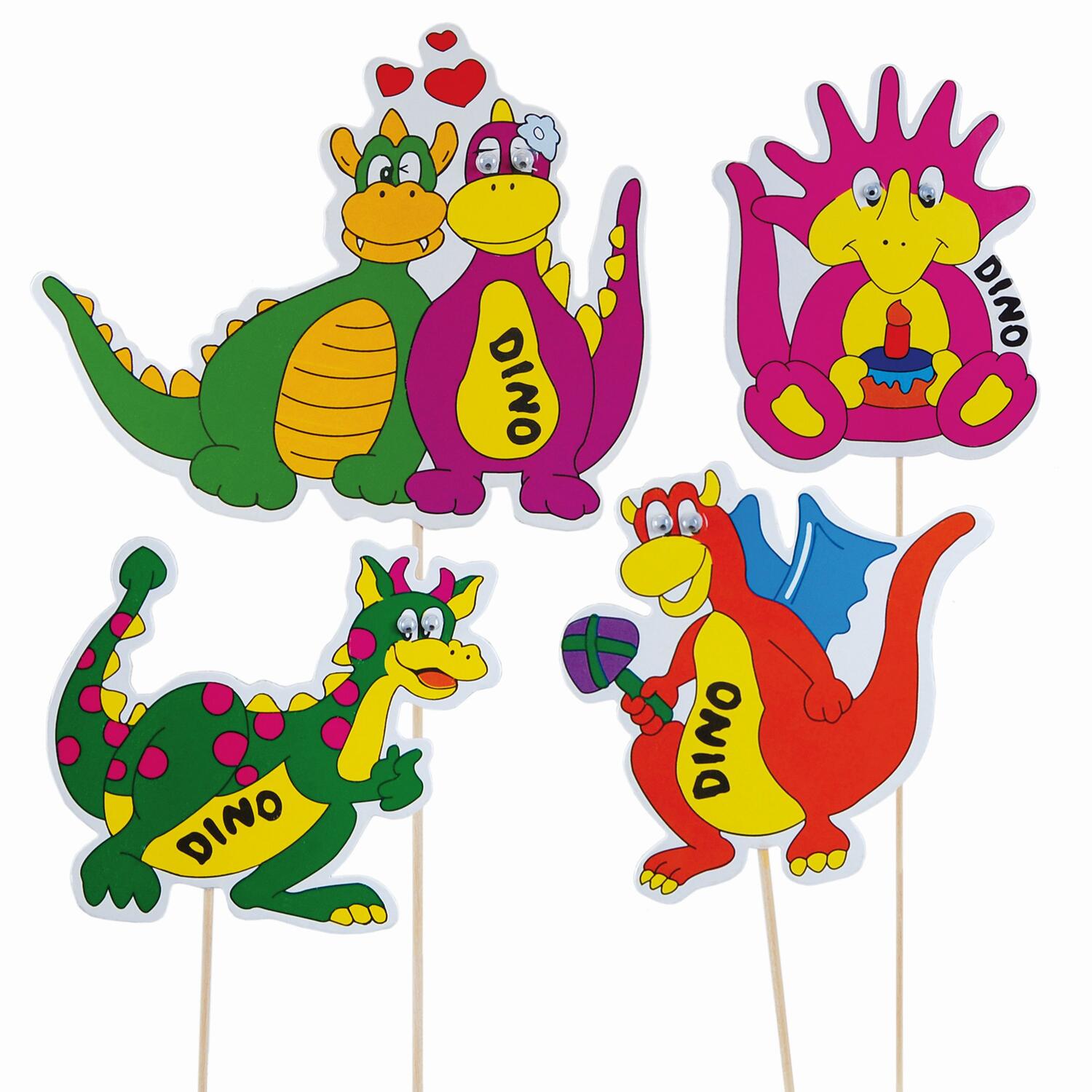 DS-1006 Deko-Picker "Dino Familie", 21cm, 100 Stk. – Bild 1