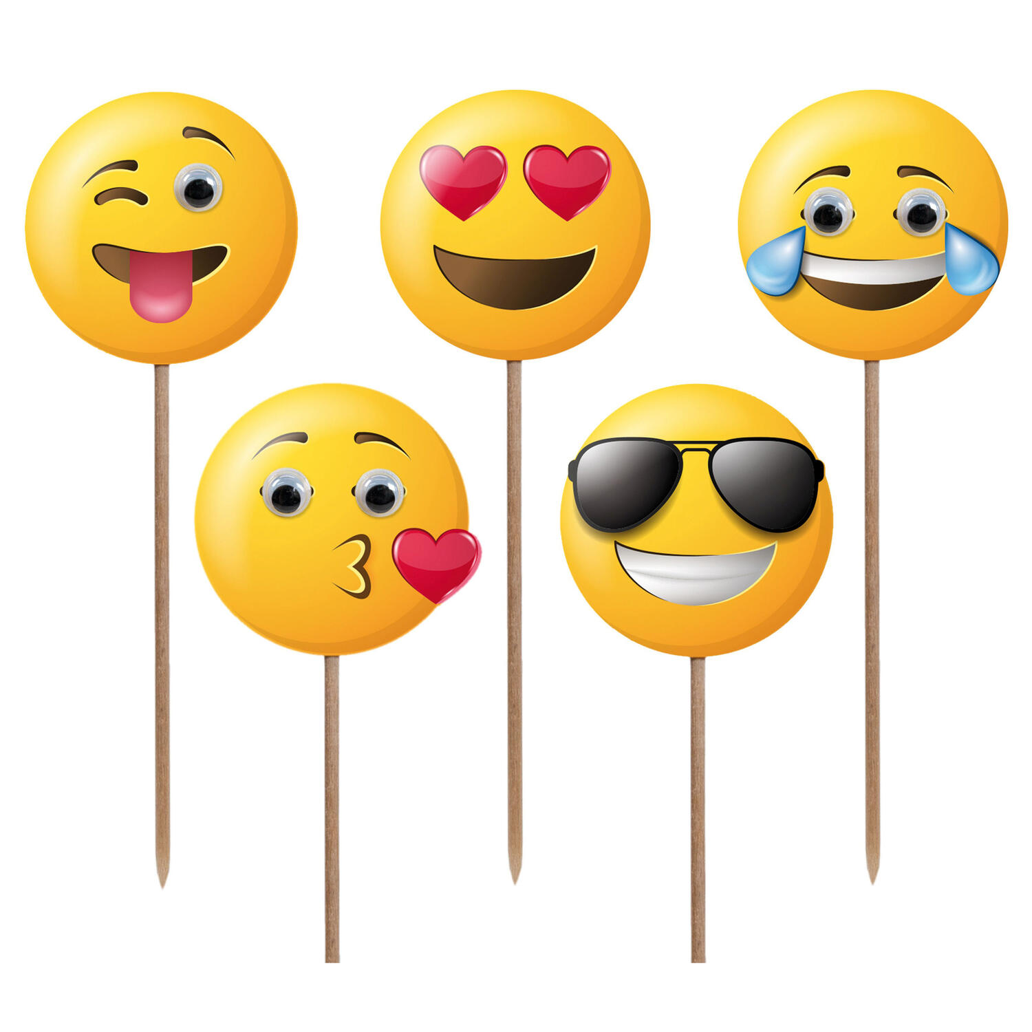DS-1177 Deko-Picker "Emojis", 12cm, 100 Stk. – Bild 1