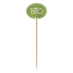 Kennzeichnungspicker Deko-Picker "Bio" 12 cm grün, 100 Stk.