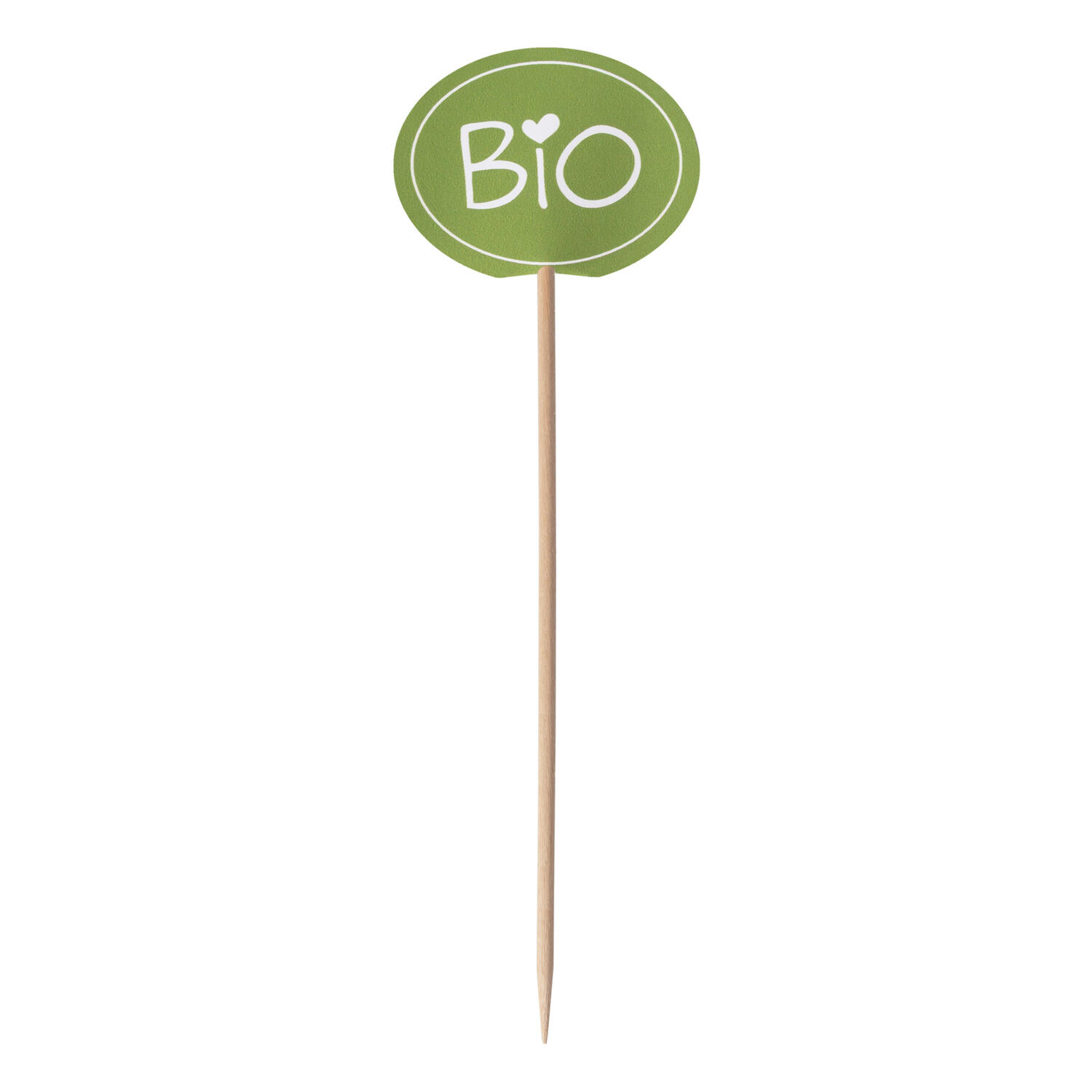 DS-1186 Kennzeichnungspicker Deko-Picker "Bio" 12 cm grün, 100 Stk. – Bild 1