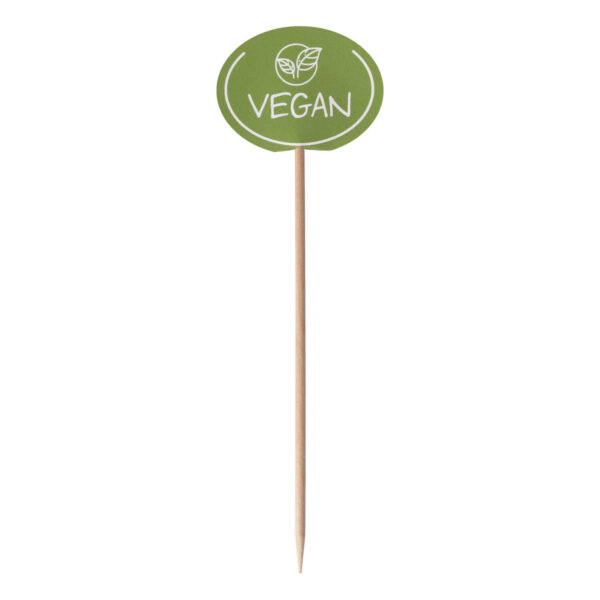 Kennzeichnungspicker Deko-Picker "Vegan" 12 cm grün, 100 Stk.