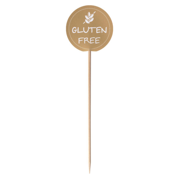 Kennzeichnungspicker Deko-Picker "Glutenfrei" 12 cm braun, 100 Stk.