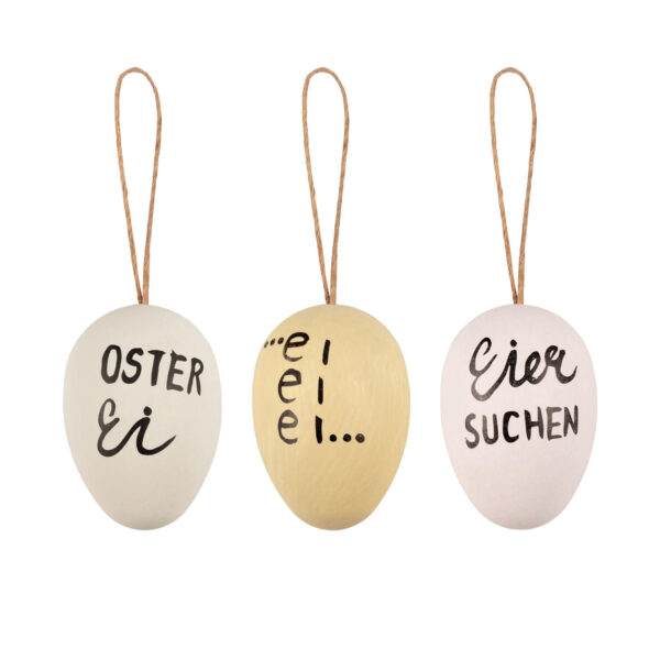 Ostereier Kunststoffeier "Statement" Osterdeko weiß/creme/mint 6 cm, 6 Stk.