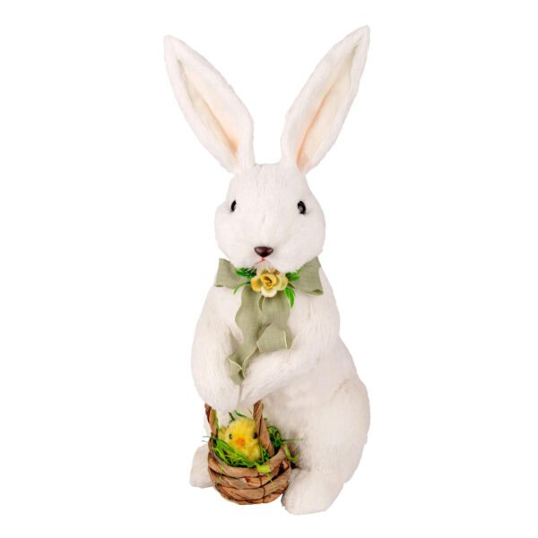 Hase mit Küken aus Fasern in Wolloptik Osterhase Osterdeko 43 cm