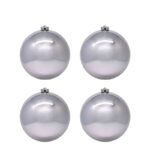 Weihnachtskugeln Christbaumkugeln aus Kunststoff silber, O10cm, 4 Stk. – Bild 2