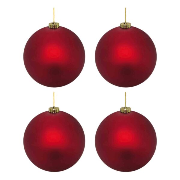 Weihnachtskugeln Christbaumkugeln aus Kunststoff rot matt, O10cm, 4 Stk.